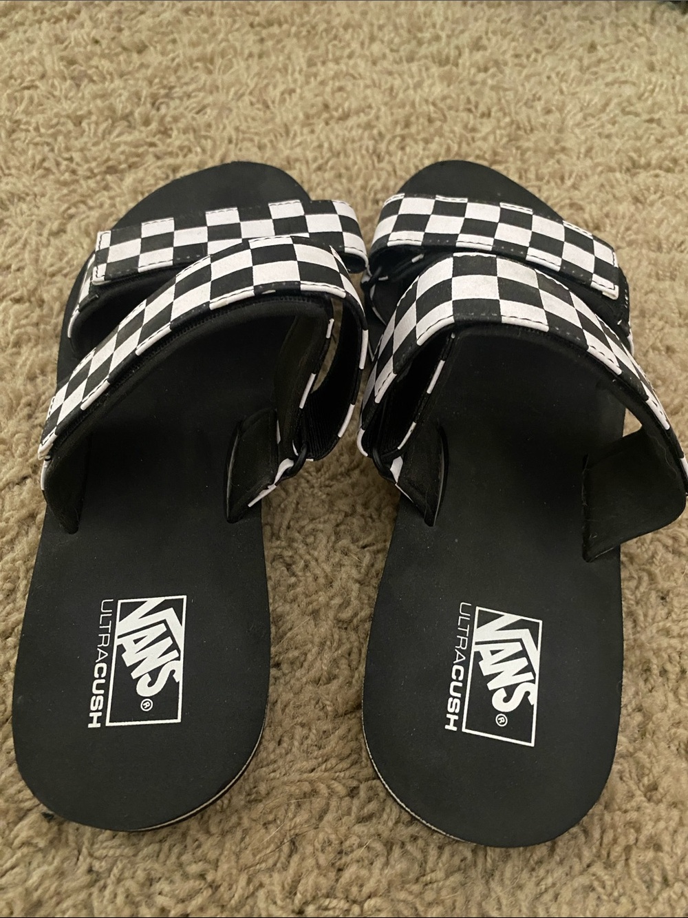Vans Checkerboard Double-Strap Slide Sandals - Black & White - Picture 3 of 4